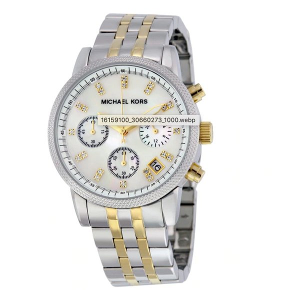 Michael Kors | MK-5057 Ritz Women’s Chronograph Two-Tone Watch | Silver/Gold - Picture 3 of 8